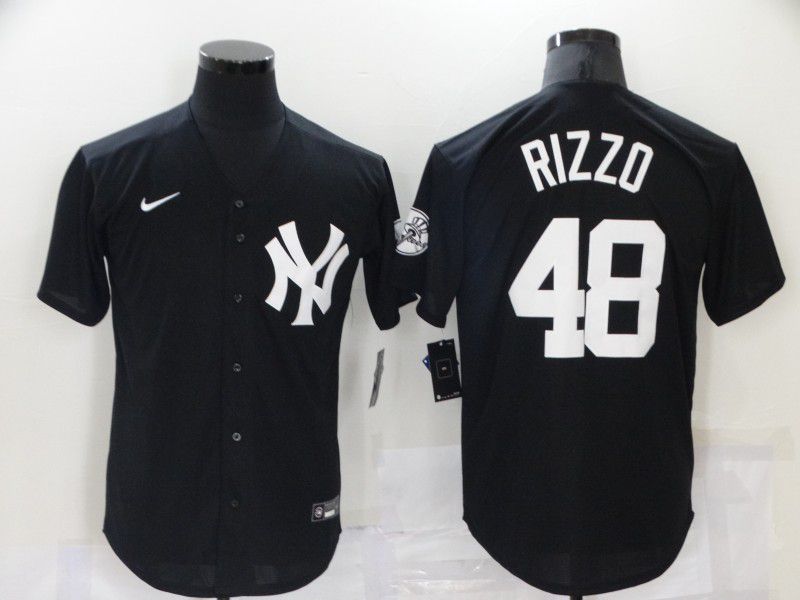 Men New York Yankees #48 Rizzo Black Throwback 2021 Nike MLB Jersey